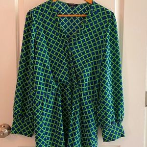 Blue and Green Lauren Gold Silk Tunic Dress